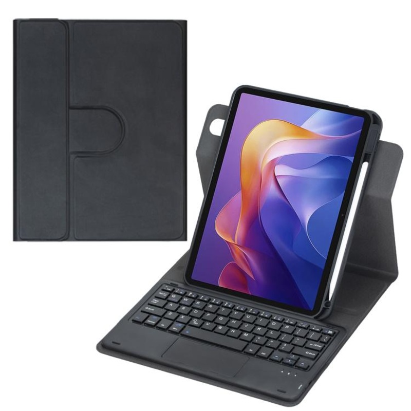 For Xiaomi Redmi Pad 2 360-degree Rotation Bluetooth Keyboard Leather Tablet Case with Touchpad(Black)