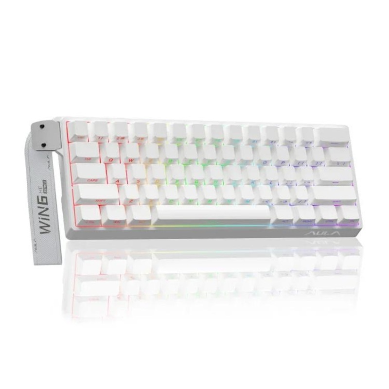 AULA WIN60HE Standard Edition 60 Keys RGB Wired Keyboard(Side Printed White Gray Wood Magnetic Axis)