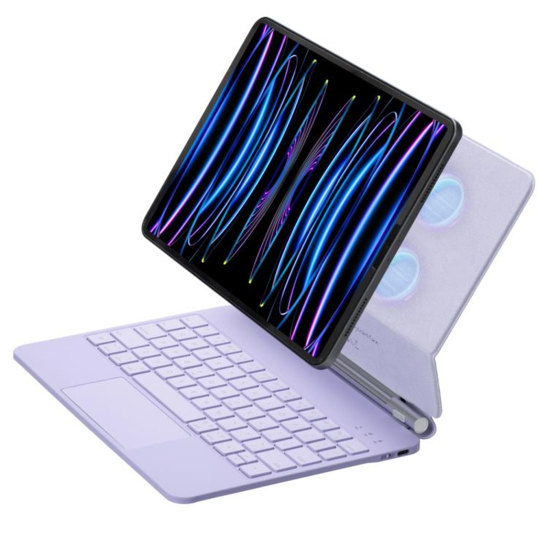 For iPad Air 13 2025 / 2024 / Pro 12.9 2022 Touch Pad Bluetooth Keyboard Leather Tablet Cover(Purple)