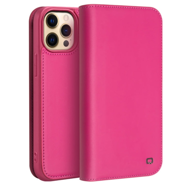 For iPhone 13 Pro Max QIALINO Business Horizontal Flip Leather Case with Holder & Card Slots & Wallet (Rose Red)