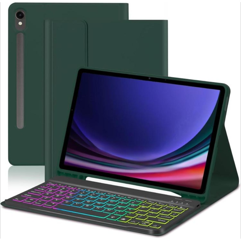 For Samsung Galaxy Tab A9+ Magnetic Detachable 3-Color Gradient Backlit Keyboard Tablet Case(Dark Night Green)