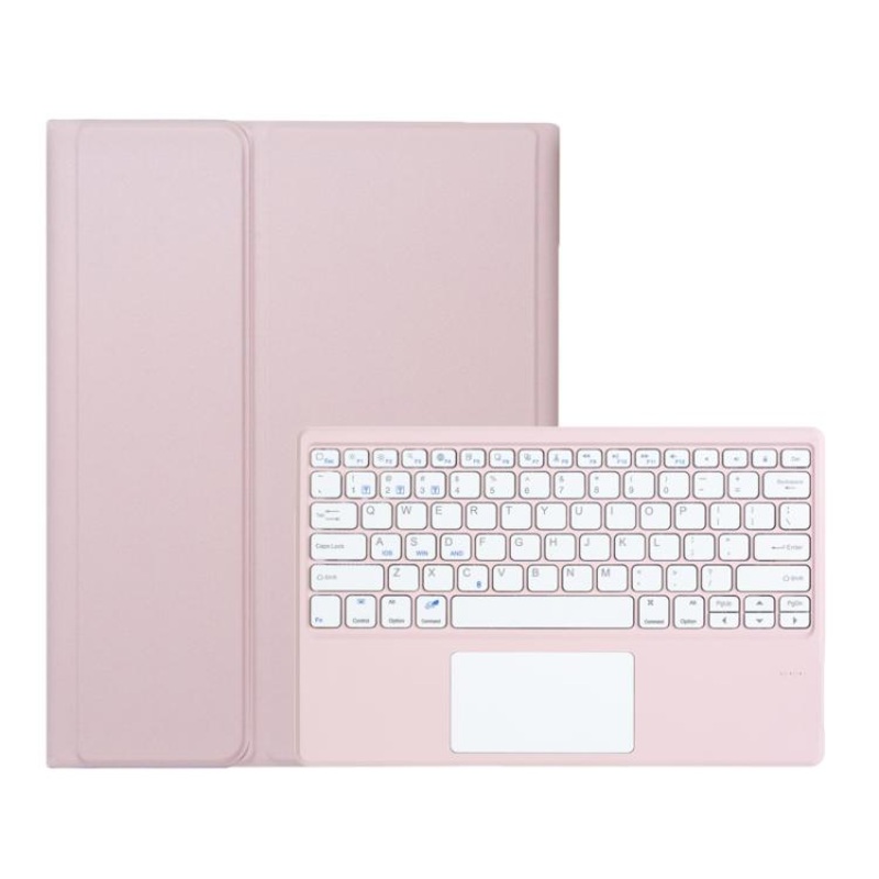 For Redmi Pad 2 Pro / Poco Pad M1 A0N19-A Ultra-thin Detachable Bluetooth Keyboard Vegan Leather Tablet Case with Touchpad(Pink White)