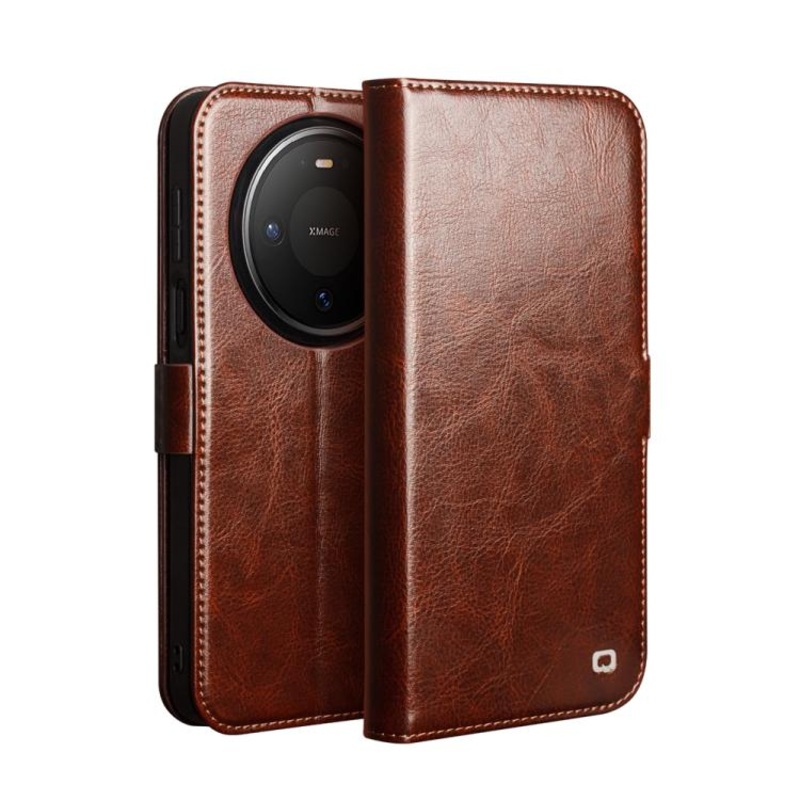 For Huawei Mate 80 QIALINO Classic 103 Buckle Genuine Leather Phone Case(Brown)
