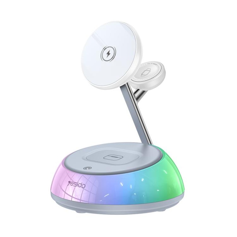 Yesido DS31 3-in-1 Magnetic Wireless Charging Stand with RGB Light(White)
