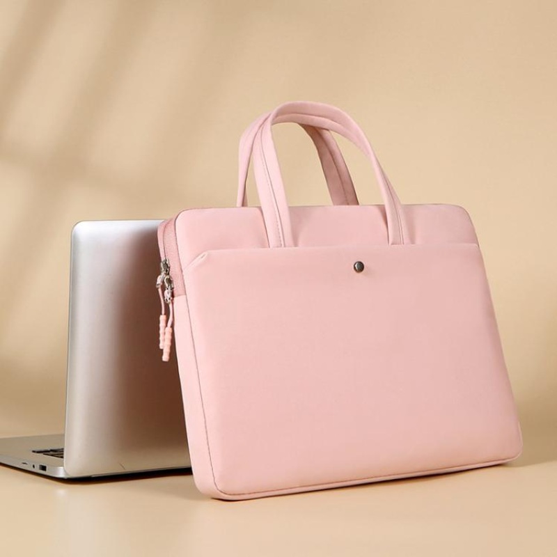 14-14.6inch Universal Laptop Bag Briefcase Women Multifunctional Shockproof Computer Bag, Color: Pink