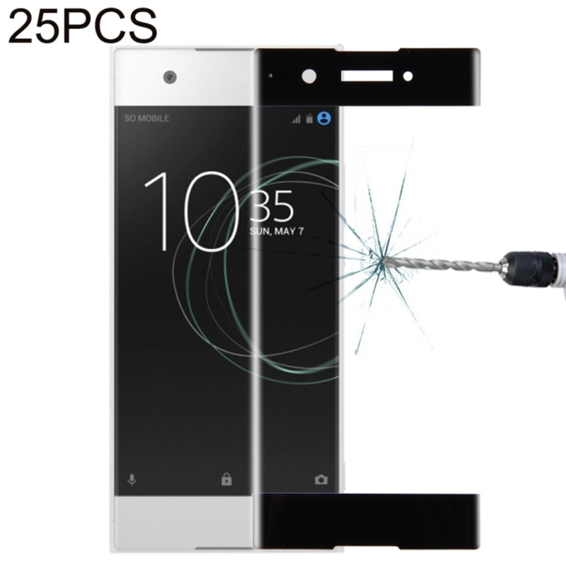 25 PCS For Sony Xperia XA1 0.33mm 9H Surface Hardness 3D Curved Full Screen Tempered Glass Screen Protector (Black)
