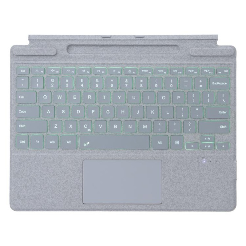 For MicroSoft Surface Pro 9 / 10 / 11 / 12 Single Color Backlight Tablet Bluetooth Keyboard with Touch Pad(Light Grey)