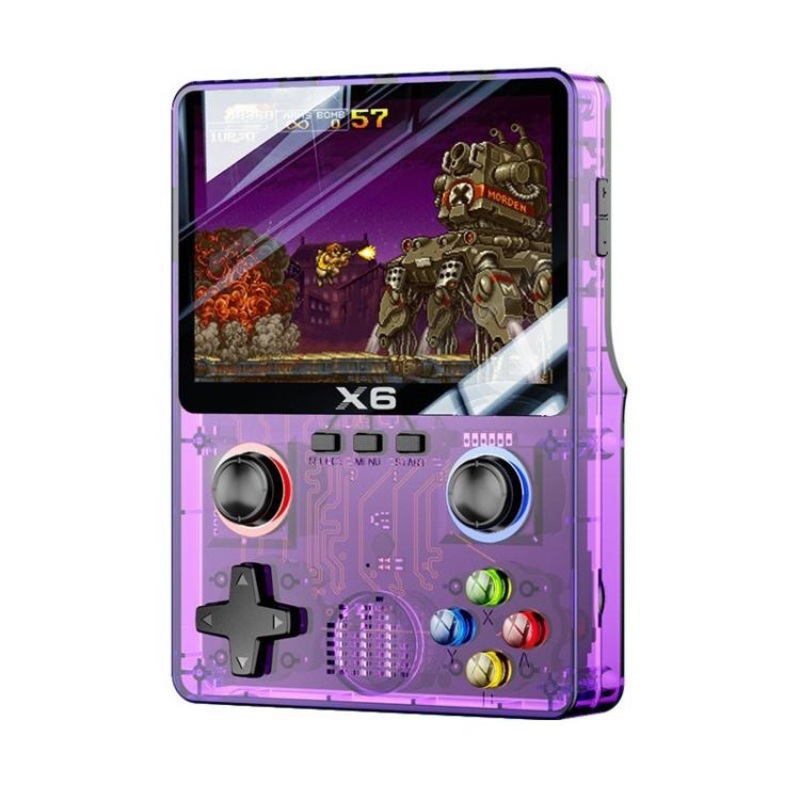 X6 Gaming Console Handheld Emulator Multi-Functional Retro Dual-Joystick HD Color Screen 32G Arcade, Size: Single-player(Transparent Purple)