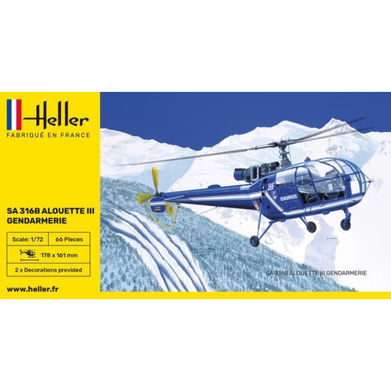 Heller 1/72 Aerospatiale SA 316B Alouett III Gendarmerie Kit 80286