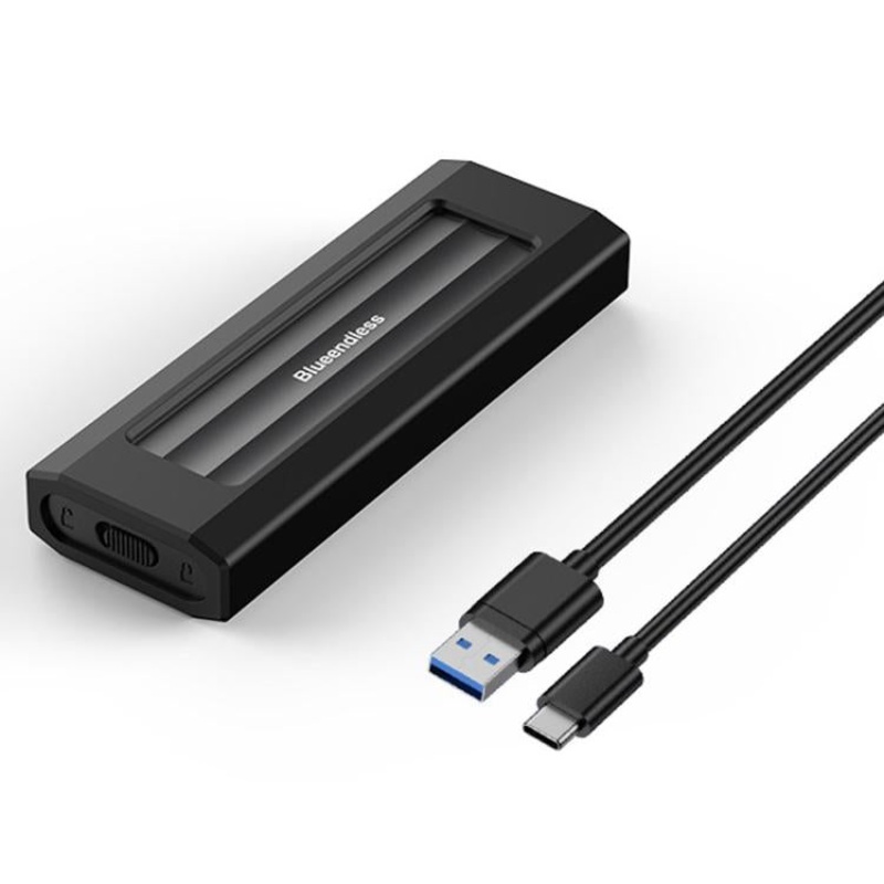 Blueendless 10Gbps M.2 SSD Enclosure External Type-C 3.2 Portable Hard Drive Case, Spec: NVMe Protocol With USB Cable Black Gray