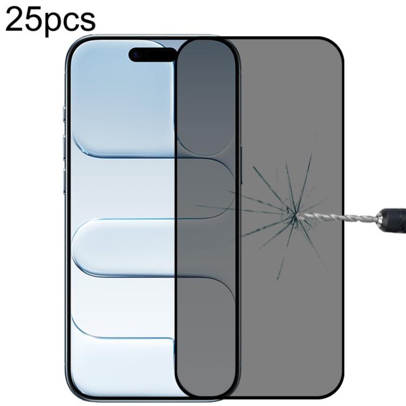 For iPhone Air 25pcs Full Cover Anti-spy Silk Screen Tempered Glass Film