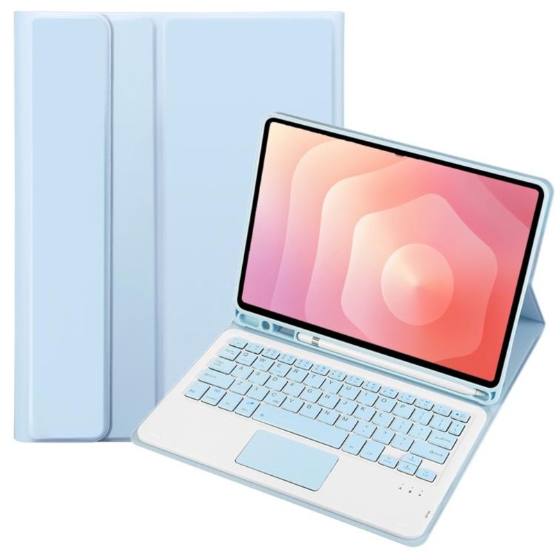 For Samsung Galaxy Tab S11 Candy Color TPU Touch Bluetooth Keyboard Leather Tablet Case with Pen Holder(Ice Blue)