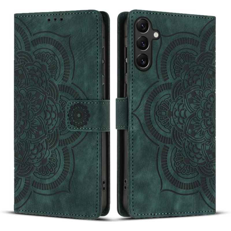 For Samsung Galaxy S23 FE 5G Mandala Embossed Retro Frosted Leather Phone Case(Green)