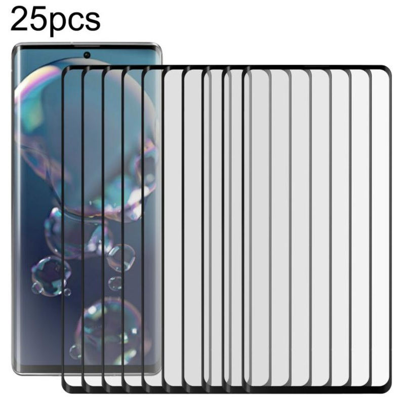 For Sharp Aquos R6 25pcs Full Glue 9H HD 3D Curved Edge Tempered Glass Film(Black)