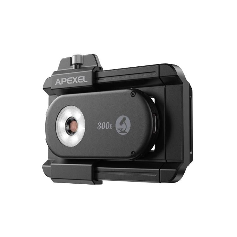 APEXEL PhoneMicro 5 Smartphone Microscope 300X Dual-Light Microscopic + UV, Multi-Mode Lighting(Black)