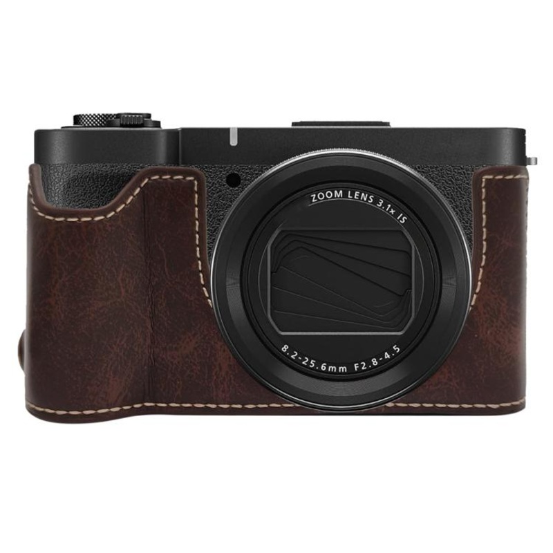 For Canon PowerShot V1 Vegan Leather Camera Half Case Base(Coffee)
