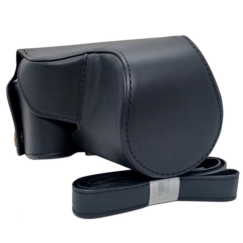 For Canon PowerShot SX50 HS Full Body Vegan Leather Camera Case Bag with Strap(Black)