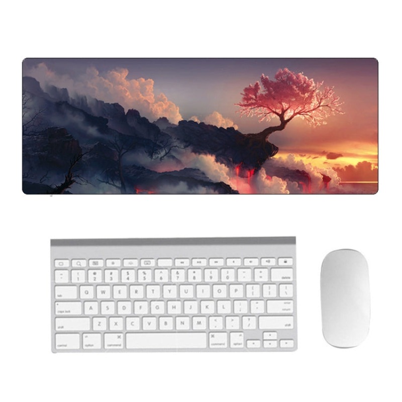 Hand-Painted Fantasy Pattern Mouse Pad, Size: 400 x 900 x 2mm Seaming(5 Volcanic Tree)