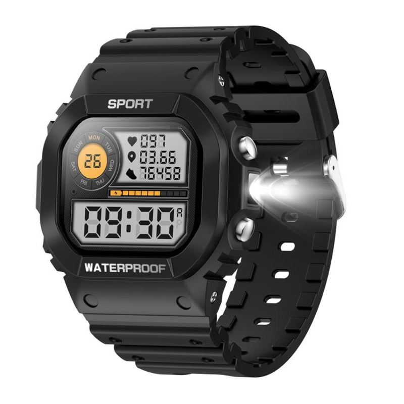 LC31 1.75 inch TFT Full Touch Screen Bluetooth Call Outdoor Sports Smart Watch with Flashlight(Black)