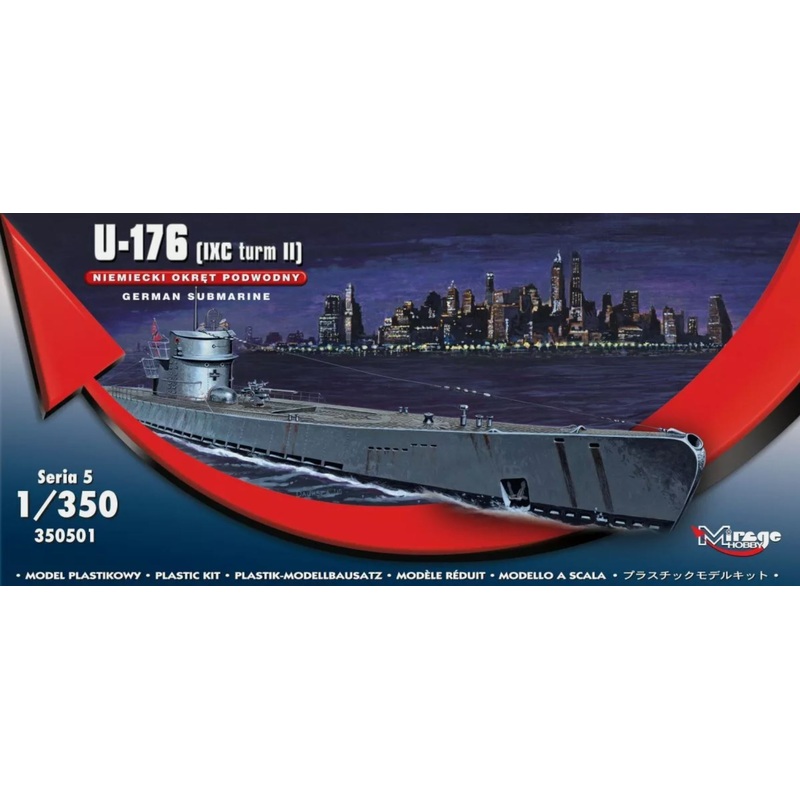 Mirage Hobby 1/350 U-176 )IXC turm II) Submarine Kit 350501