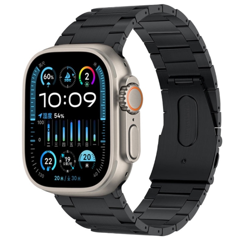 For Apple Watch Ultra 2 49mm PG63 Three-Bead Protrusion Titanium Metal Watch Band(Graphite Black)