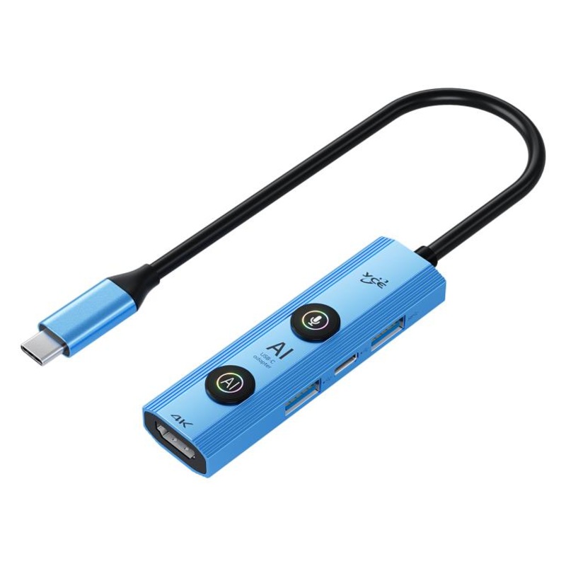 YCE V297A 7 in 1 USB-C / Type-C HUB Adapter AI Docking Station Support 8K Output(Blue)