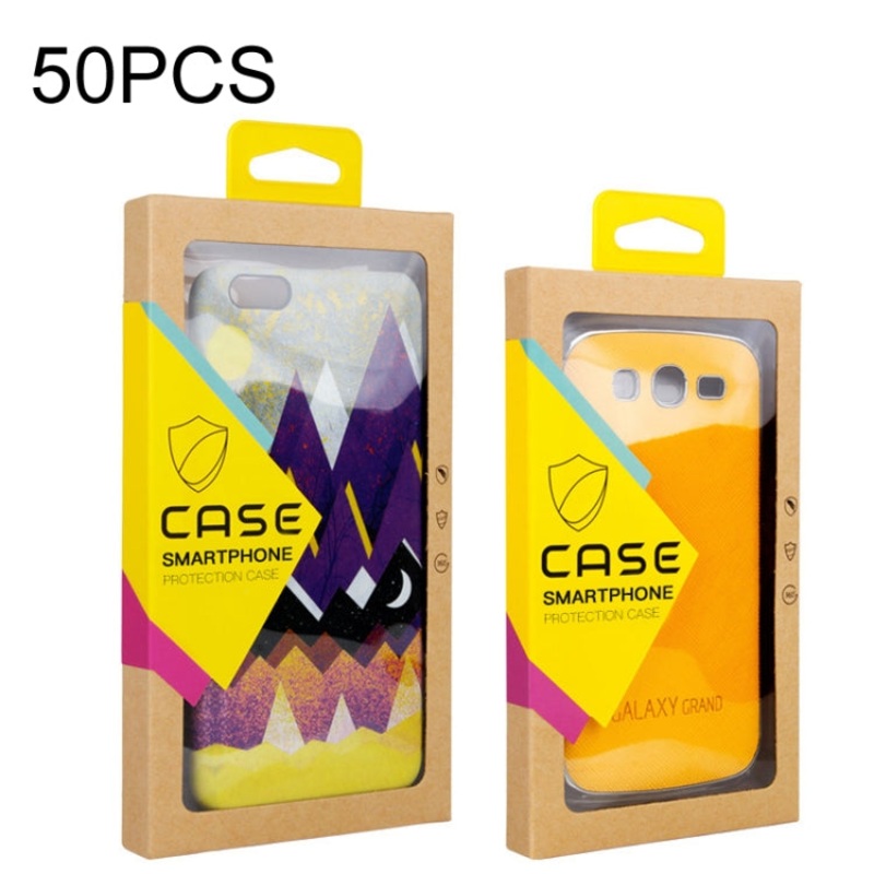 50 PCS Kraft Paper Phone Case Leather Case Packaging Box, Size: S 4.7 Inch(Yellow)