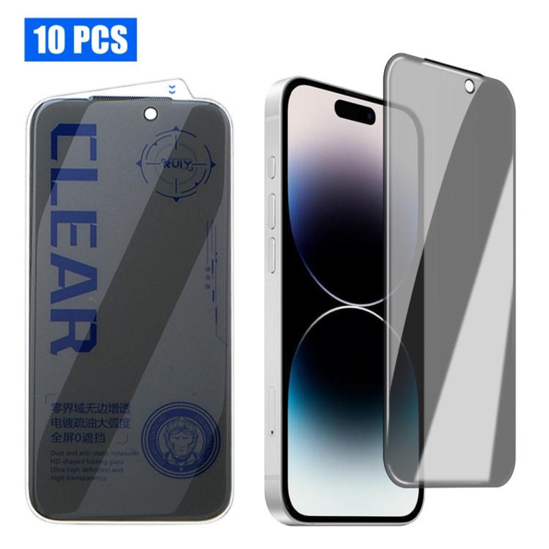 For iPhone 14 Pro Max 10pcs 3D Curved Zero Edge Borderless Privacy Tempered Glass Film