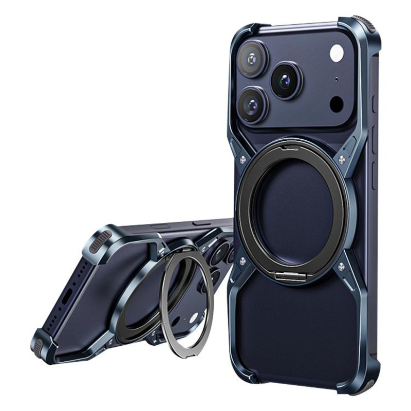 For iPhone 17 Pro Max Aluminum Alloy Frameless 360-Degree Rotating Phone Case(Blue)