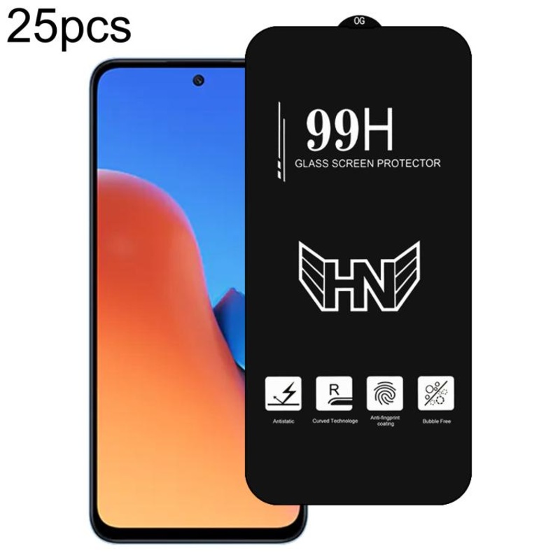 For Redmi 12 5G / 4G 25pcs High Aluminum Large Arc Full Screen Tempered Glass Film