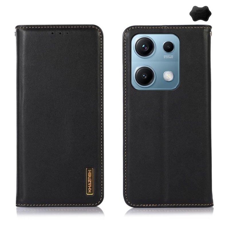For Redmi Note 14S 4G KHAZNEH Nappa Top Layer Cowhide Leather Phone Case(Black)