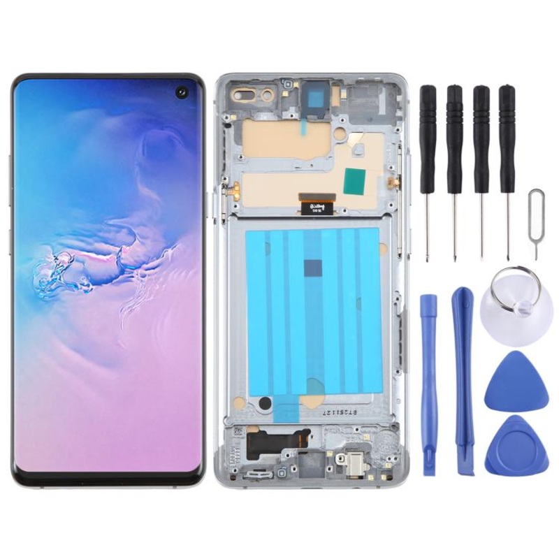 For Samsung Galaxy S10 5G SM-G977B TFT LCD Screen Digitizer Full Assembly with Frame, Not Supporting Fingerprint Identification (Black)