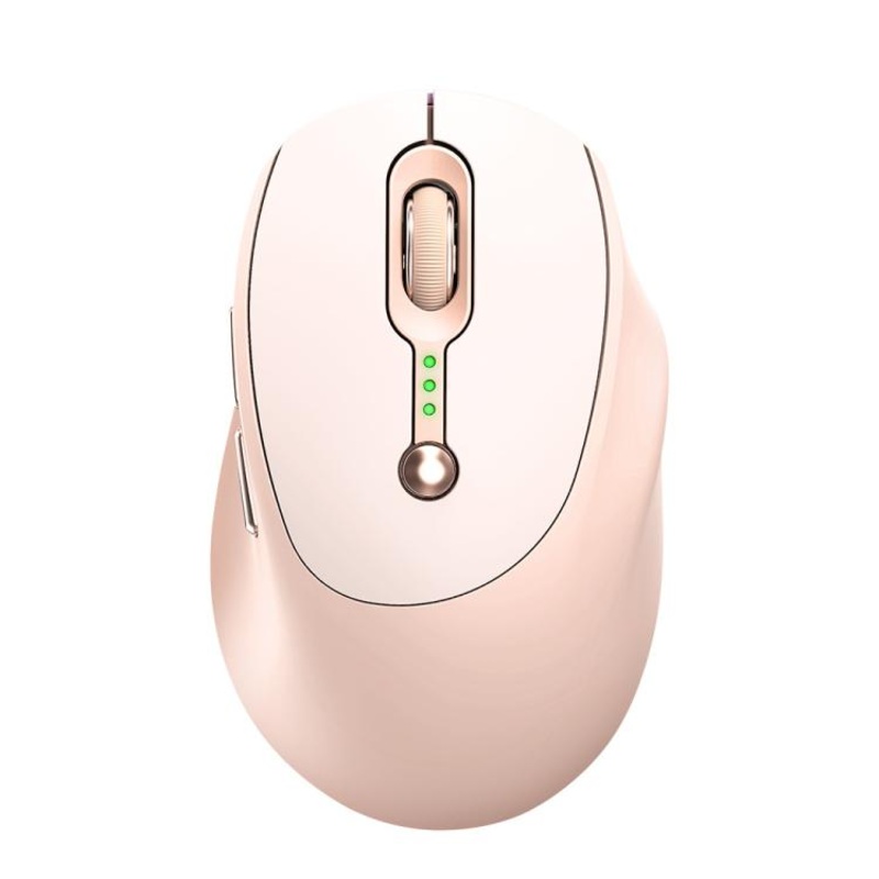 T-WOLF Q7 Dual-Mode 2.4G+Bluetooth 2400 DPI Wireless Mouse USB-C Rechargeable, Milk Tea Color Elegant Design with Battery Indicator