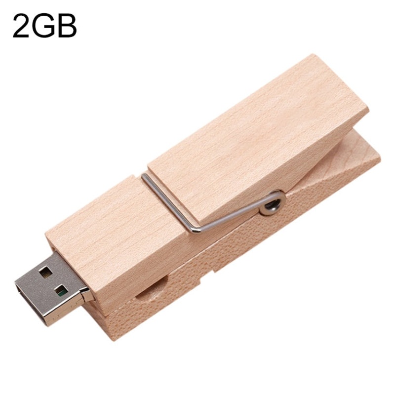 2 GB Wood Clip Style USB Flash Disk