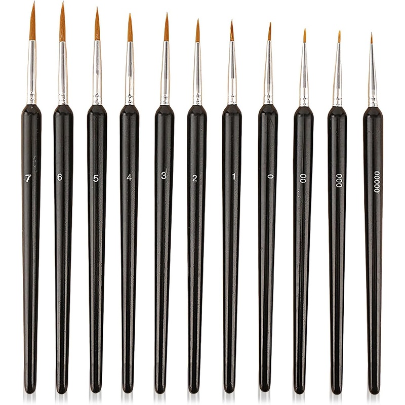 Assorted Black Detail Paint Brushes - Pack of 11