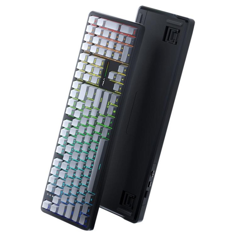 AULA F108 108 Keys Wired/2.4G/Bluetooth Three Model Customizable RGB Gaming Mechanical Keyboard(Gradient Gray Wind Spirit Axis)