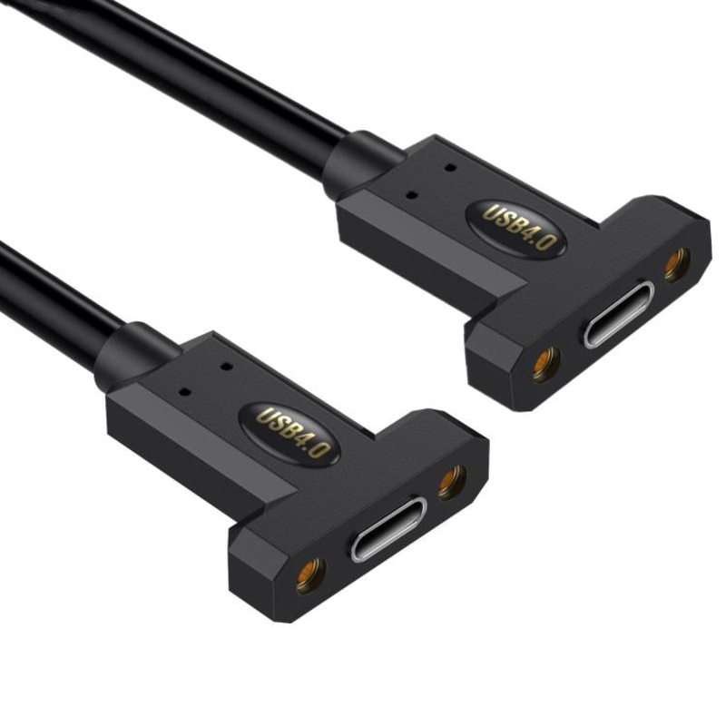 USB4 Type-C Female Ear to Type-C Female Ear Screw Fixed Panel Extension Cable, Length:1.8m
