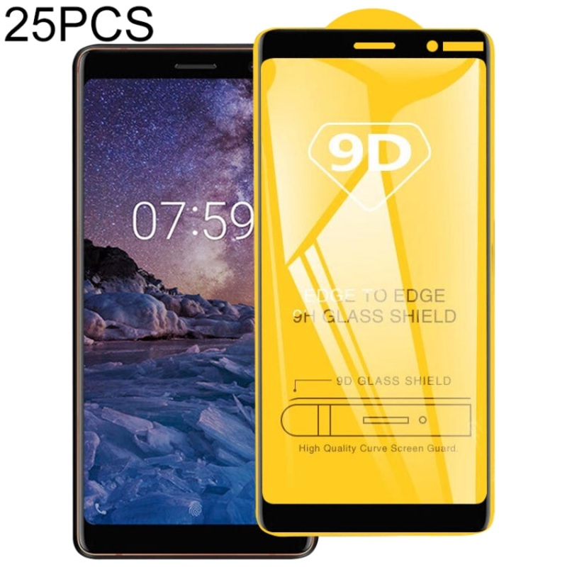 25 PCS 9D Full Glue Full Screen Tempered Glass Film For Nokia 3.1