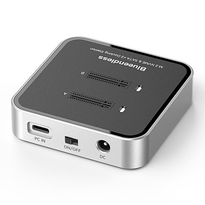 Blueendless SD09 Dual-Bay M.2 Dual-Protocol Drive Enclosure NVMe/SATA SSD Case US Plug