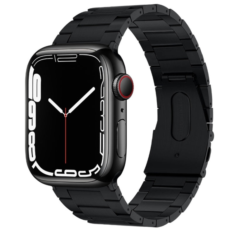 For Apple Watch SE 2023 40mm PG63 Three-Bead Protrusion Titanium Metal Watch Band(Black)