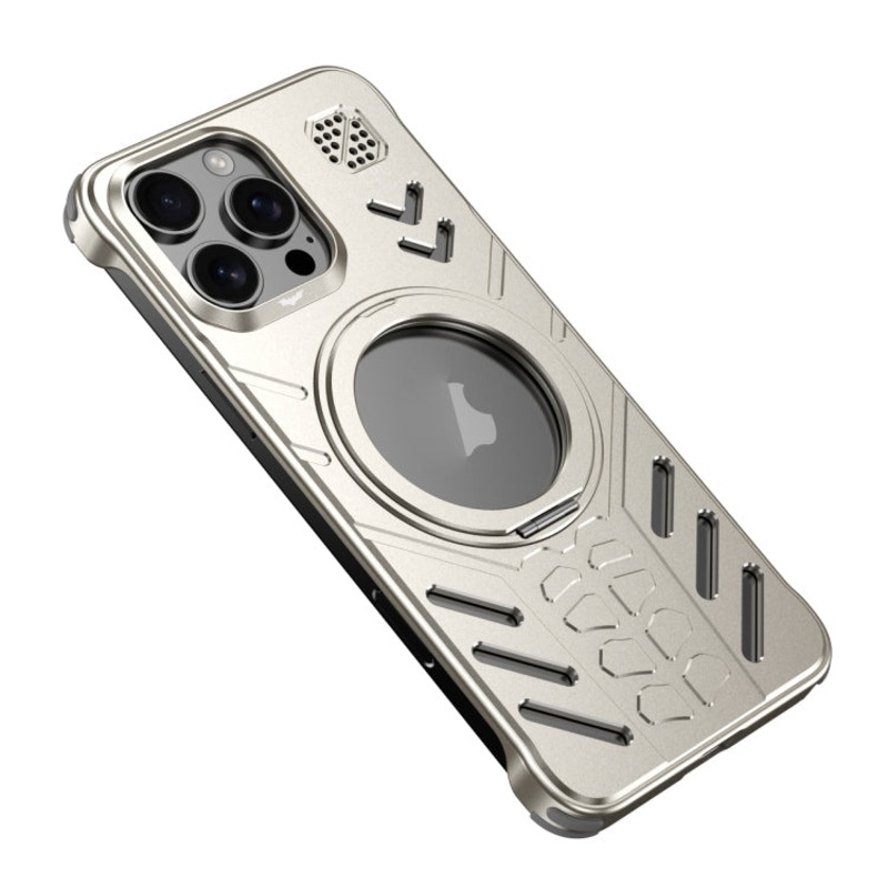For iPhone 16 Pro Max Knight Series Alloy Cooling MagSafe Phone Case(Titanium)