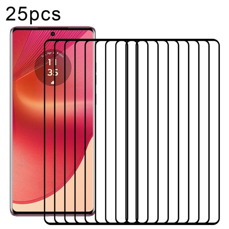 For Motorola Edge 50 Fusion 25pcs Edge Glue 9H HD 3D Curved Edge Tempered Glass Film(Black)