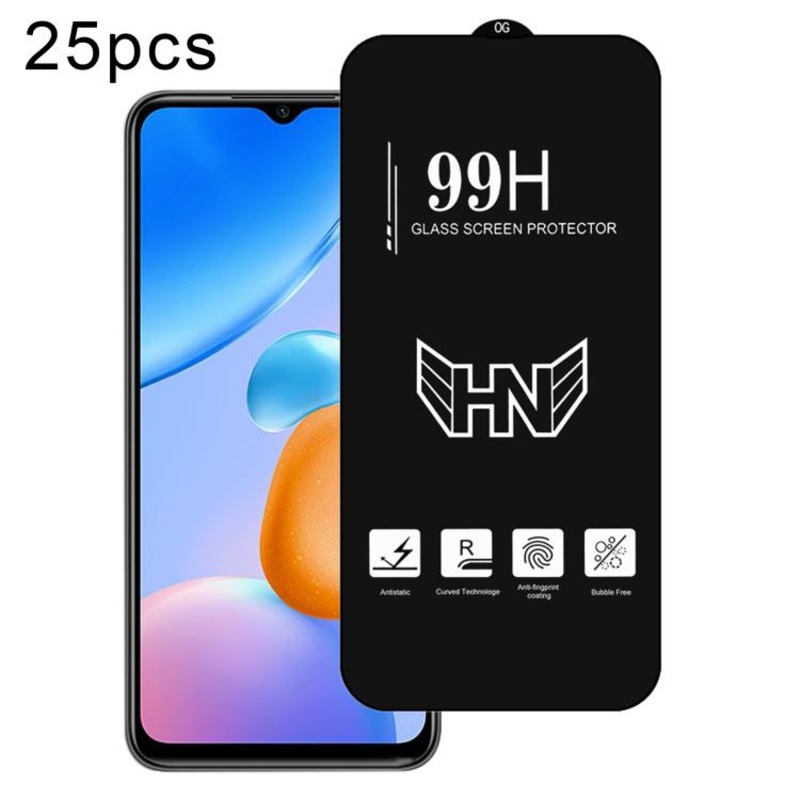 For Redmi 10 5G 25pcs High Aluminum Large Arc Full Screen Tempered Glass Film