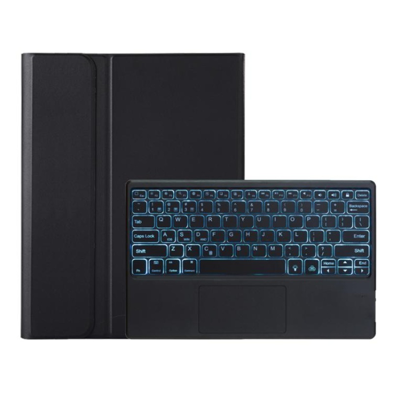 For Redmi Pad 2 Pro / Poco Pad M1 A0N19-AS Ultra-thin Detachable Backlight Bluetooth Keyboard Vegan Leather Tablet Case with Touchpad(Black)