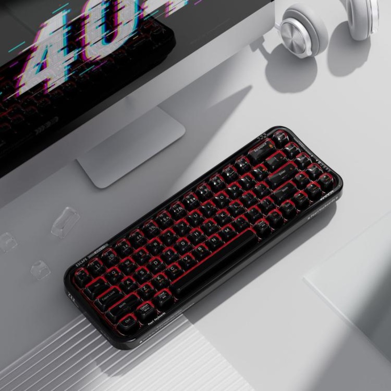 MOFii 711 Pearl Semi-Transparent Triple-Mode Bluetooth RGB Backlit Wireless Keyboard(Black)