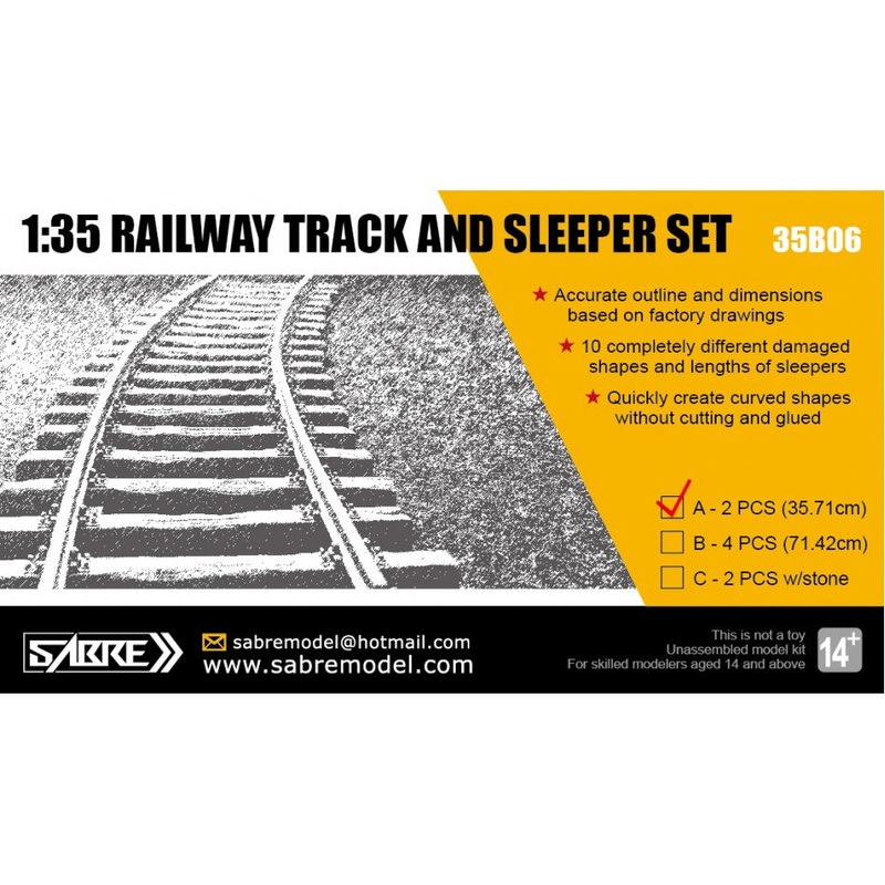 Sabre 35B06-A 1/35 Railway Track and Sleeper Set (2 pcs.)