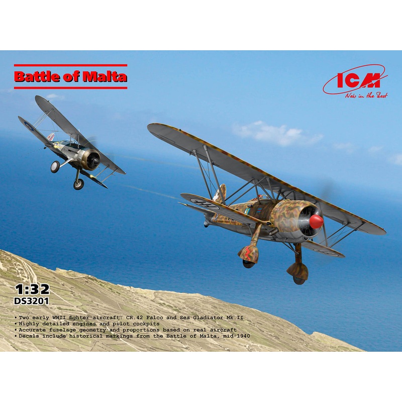 ICM DS3201 1/32 Battle of Malta Italian Fiat CR.42 Falco & British Sea Gladiator Mk.II