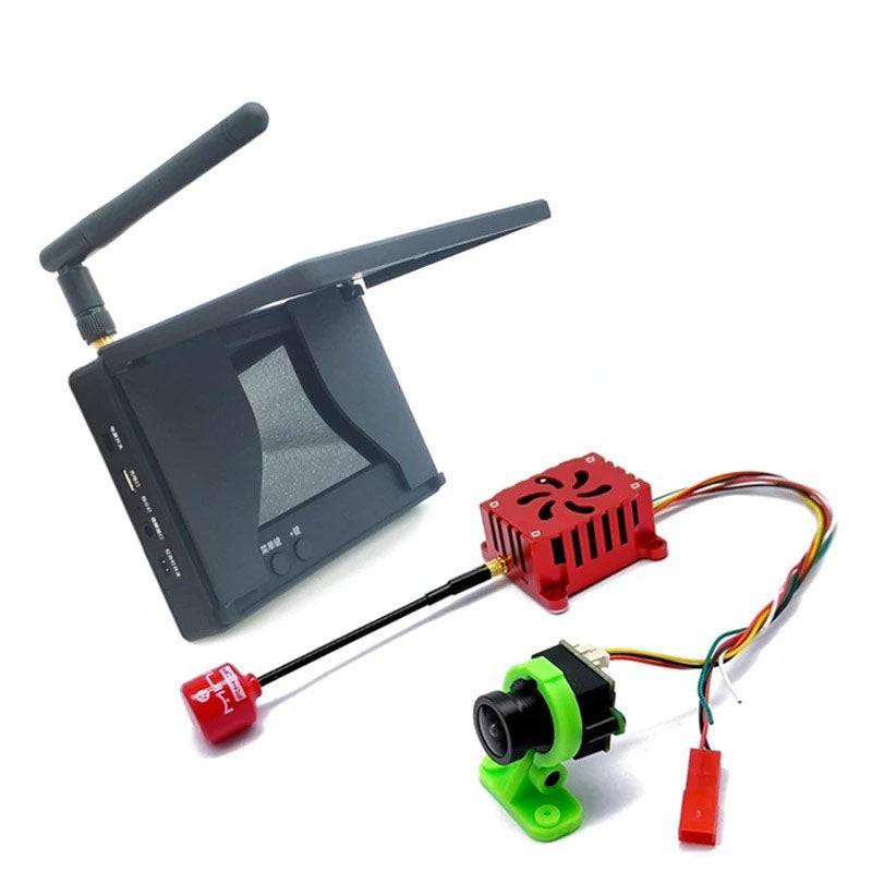 RXCRC 5.8G 48CH 1.6w VTX - Long Range Transmitter+CMOS 1000TVL FPV Camera+4.3 Inch Monitor Built-in Battery With a Light Shield fpv suit