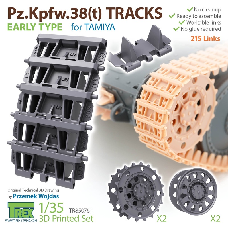 T-Rex 85076-1 1/35 Pz.Kpfw.38(t) Tracks Early Type (for Tamiya)