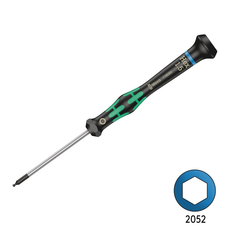 Wera 2052 1.5mm x 60mm Ball End Hex Precision Screw Driver 05118090001